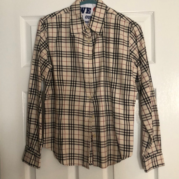 Burberry Tops - Burberry Women’s Beige Check Button Down Shirt